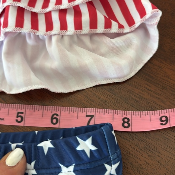 Younger Tree UPF 50+ 2 piece bikini ruffle trim patriotic stars & stripes - Picture 4 of 4